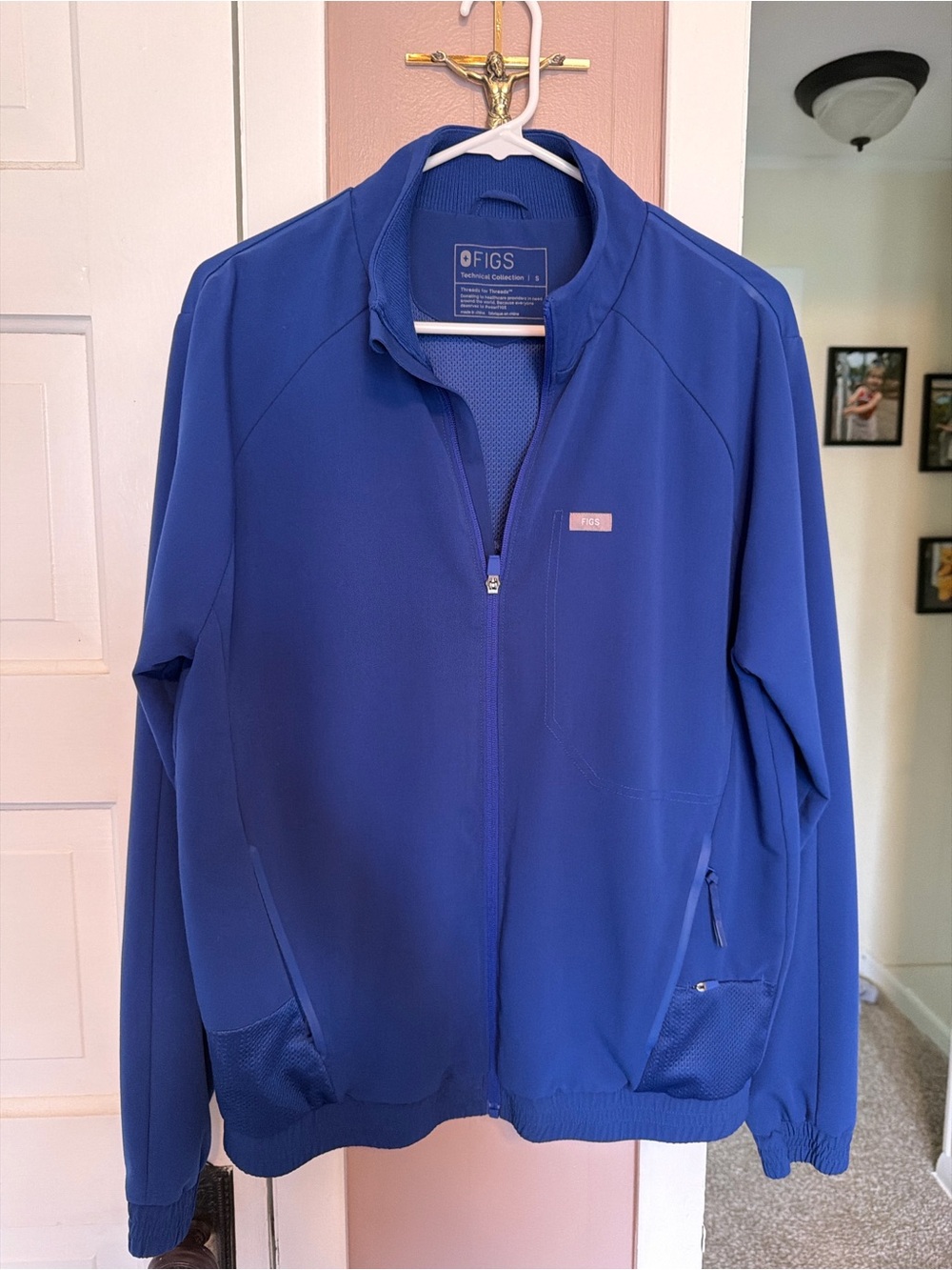 Figs Royal Blue Zip-Up Scrub Jacket